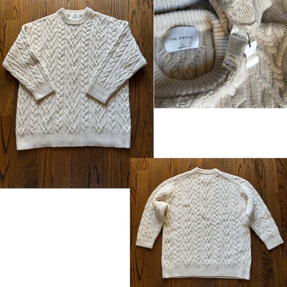 SOLD---ARITZIA The Group Cable Knit Wool Sweater Scandi Minimalist Old Money - Picture 7 of 10